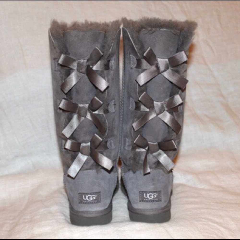 UGG Tall Bailey Bow Boots in Gray